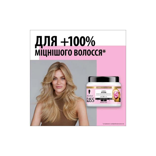 Маска для волосся Gliss 4-In-1 Shine Bond-Building Hair Mask 400 мл (9000101726336) - picture 2