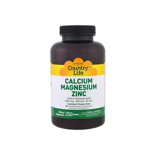 Мінерали Country Life Кальцій, Магній і Цинк з L-глютамін, Calcium Magnesium Zync, (CLF-02604) зображення 1