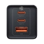 Зарядний пристрій Baseus 2xUSB-C 65W + 1xUSB GaN + cable USB-C to USB-C 100W 1.0m black (CCGP120201) - уменьшенное изображение 5
