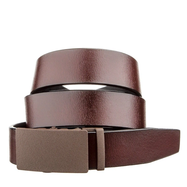 Ремінь Vintage З натуральної шкіри з матовою автоматичною пряжкою Коричневий (20217) - зображення 5