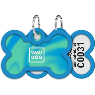 Адресник для тварин WAUDOG Smart ID з QR паспортом "Градієнт блакитний", кістка 40х28 мм (231-4036) зображення 1
