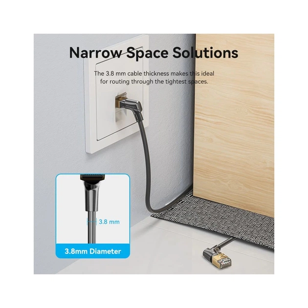 Патч-корд 1м STP cat 8 RJ-45 90° corner black Vention (IKLBF) - picture 4