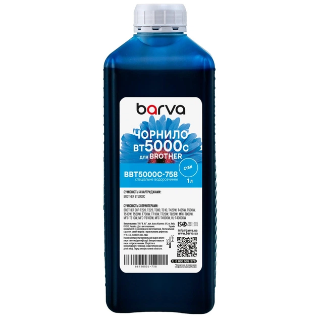 Чернила Barva Brother BT5000C 1 л (BBT5000C-758) - изображение 1