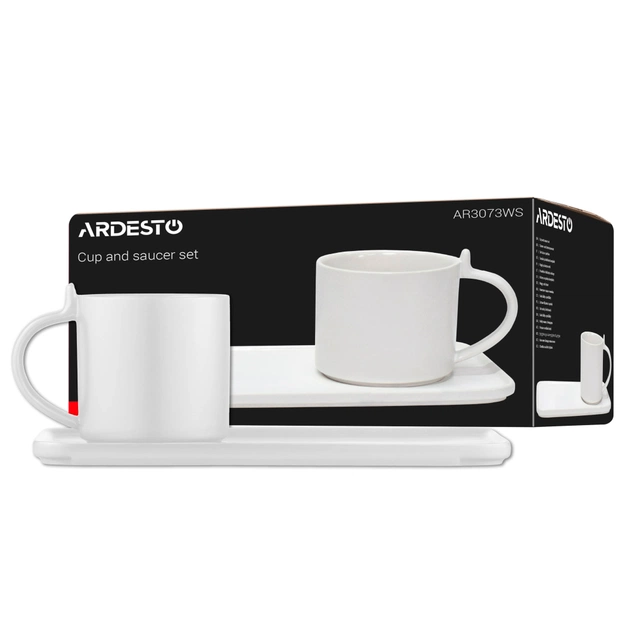 Комплект посуду Ardesto чашка з блюдцем, 250мл, порцеляна, білий (AR3073WS) - picture 6