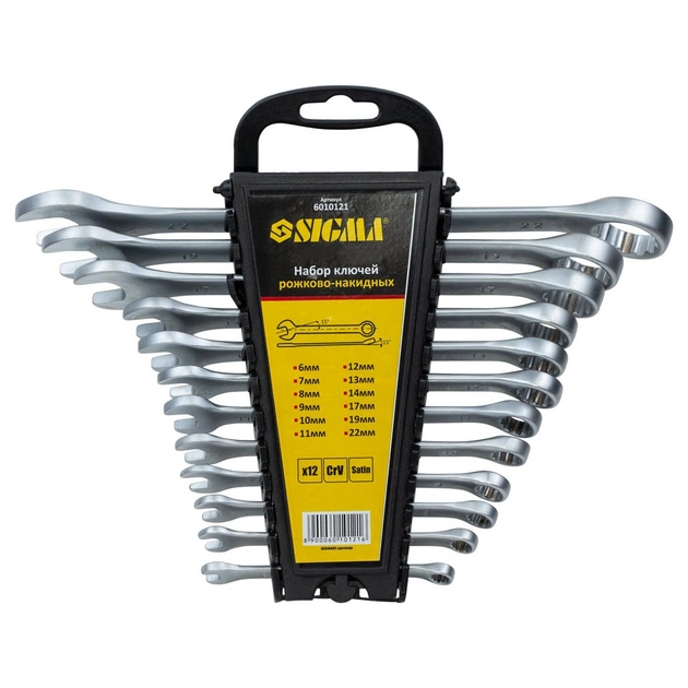 Ключ Sigma набір рожково-накидних 12шт 6-22мм CrV (6010121) - picture 1