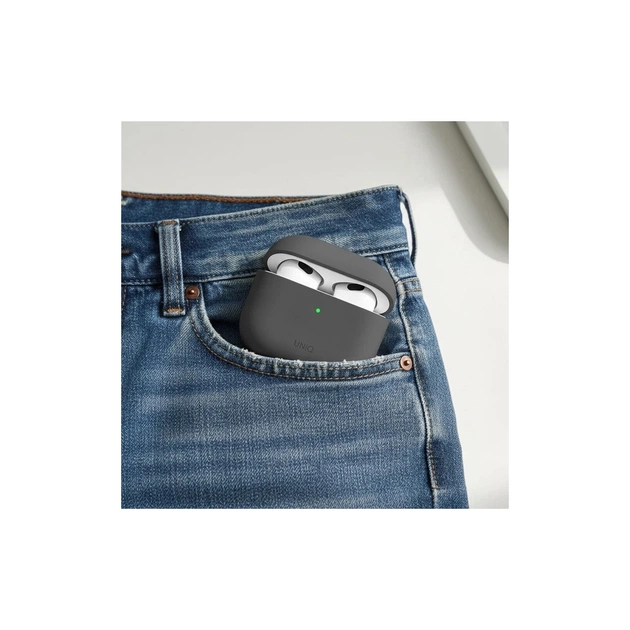Чохол для навушників Uniq Lino AirPods 4 Silicone Ash Grey (8886463691373) - picture 3