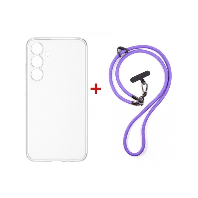 Чохол до мобільного телефона Dengos Case + Cross-body Strap Samsung Galaxy S25 FE Clear+Purple (DG-KM-CCRB-27) - зображення 1