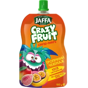 Дитяче пюре Jaffa Crazy Fruit Фруктовий десерт з манго, бананів, гуави та маракуї 100 г (4820192262002) зображення 1