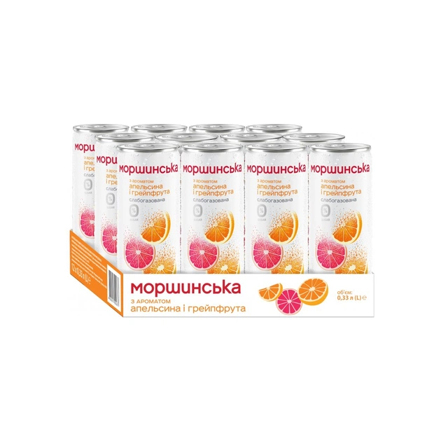 Мінеральна вода Моршинська з ароматом Апельсин-Грейпфрут 0.33 сл/газ ж/б (4820017002660) - picture 2