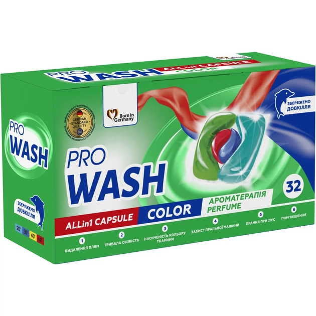 Капсули для прання Pro Wash All in 1 Color Ароматерапія 32 шт. (4262396144676) - зображення 1