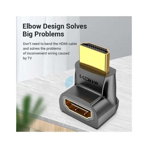 Перехідник HDMI M to HDMI F 90° corner black Vention (AIOB0) - picture 5