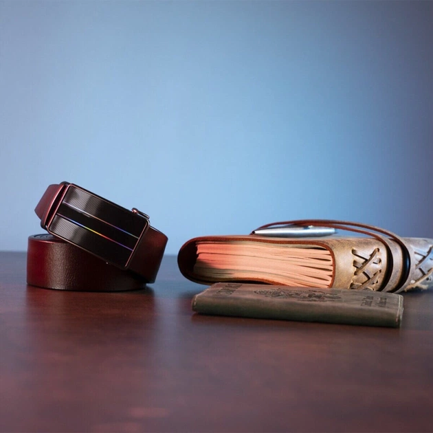 Ремінь Vintage З автоматичною пряжкою Коричневий (20210) - зображення 9