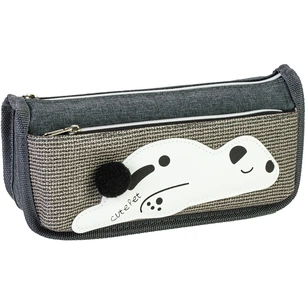 Пенал Cool For School з помпоном на 2 відділення на блискавках, сірий (CF87093) зображення 1