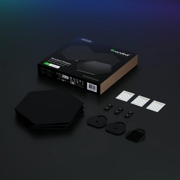 Додаткові панелі Nanoleaf Shapes Ultra Black Hexagons Expansion Pack, Apple HomeKit, 3 шт. (NL42-0101HX-3PK) - picture 6