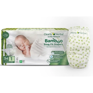 Підгузки Clearly Herbal Bamboo, розмір 1 (2-5 кг), 34 шт (1133) зображення 1