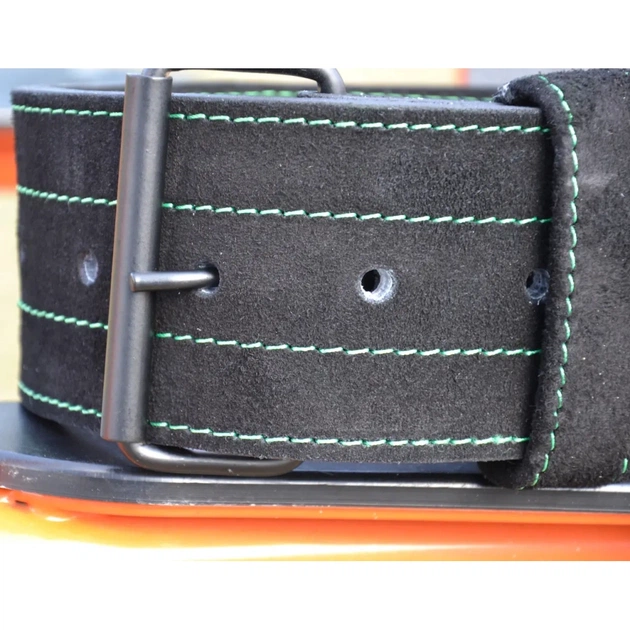 Атлетичний пояс MadMax MFB-301 Suede Single Prong шкіряний Black/Green L (MFB-301_L) - picture 7