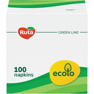 Серветки столові Ruta Ecolo Білі 1 шар 24х24 см 100 шт. (4820202890263) зображення 1
