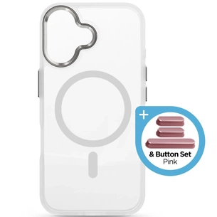 Чохол до мобільного телефона Armorstandart Unit MagCase Apple iPhone 17 Clear Silver + Pink Button Set (ARM90580) зображення 1