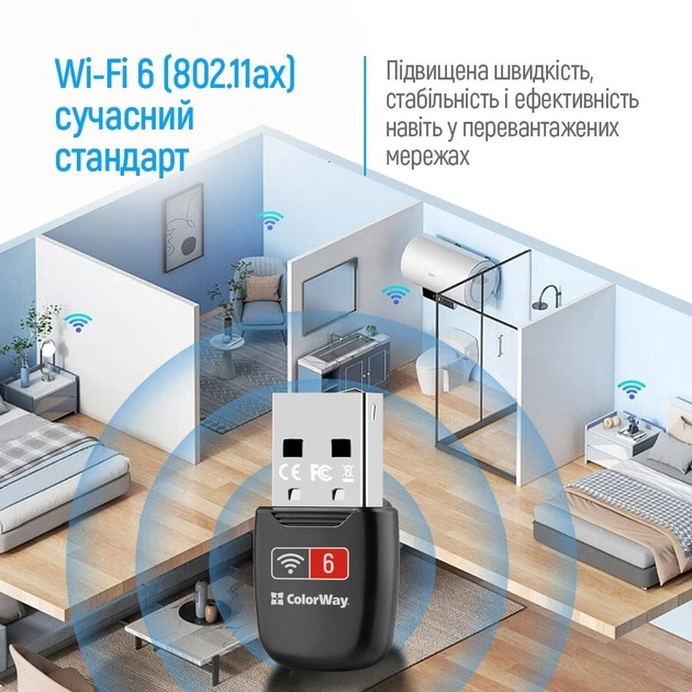 Бездротовий адаптер ColorWay Wi-Fi 6 (CW-AD-W1) - picture 10