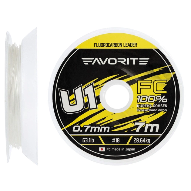Флюорокарбон Favorite U1 FC 7m 18/0.70mm 63.1lb/28.64kg (1693.11.92) - изображение 1