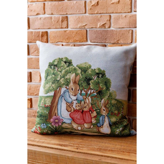 Наволочка Прованс гобеленова декоративна Зайчиха із зайчатами Галявина 45х45 см (034240) - picture 3