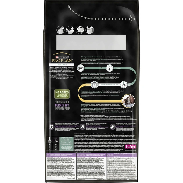 Сухий корм для кішок Purina Pro Plan LiveClear для зменшення алергенів на шерсті з індичкою 1.4 к (7613287232526) - picture 5