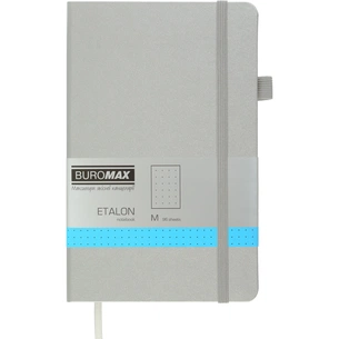 Книга записна Buromax Etalon 125x195 мм 96 аркушів в точку обкладинка зі штучної шкіри Срібна (BM.291360-24) зображення 1
