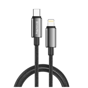 Дата кабель USB-C to Lightning 1.0m PD30W zinc alloy braided black ColorWay (CW-CBPDCL098-BK) зображення 1