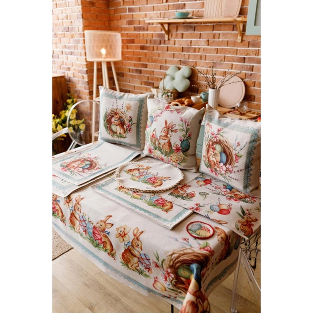 Наволочка Прованс гобеленова декоративна Зайчик з синьою стрічкою Злагода 45х45 см (034250) - picture 4