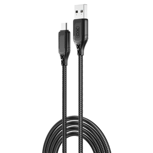 Дата кабель USB 2.0 AM to Micro 5P 1.0m braided black XO (NB235_M_Black) зображення 1