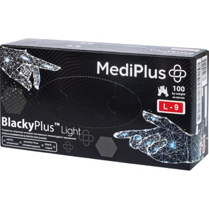 Медичні рукавички MediPlus BlackyPlus Light Нітрилові оглядові нестерильні неприпудрені Чорні Розмір L 100 шт. (6970245754515) изображение 1