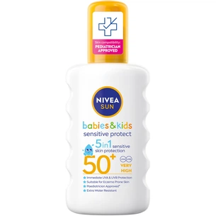 Засіб від засмаги Nivea Sun Babies & Kids Дитячий сонцезахисний спрей Захист для чутливої шкіри SPF 50+ 200 мл (4005900592767/4005900600202) изображение 1