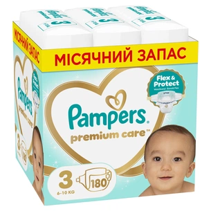 Підгузки Pampers Premium Care Розмір 3 (6-10 кг) 180 шт (8006530223720) зображення 1