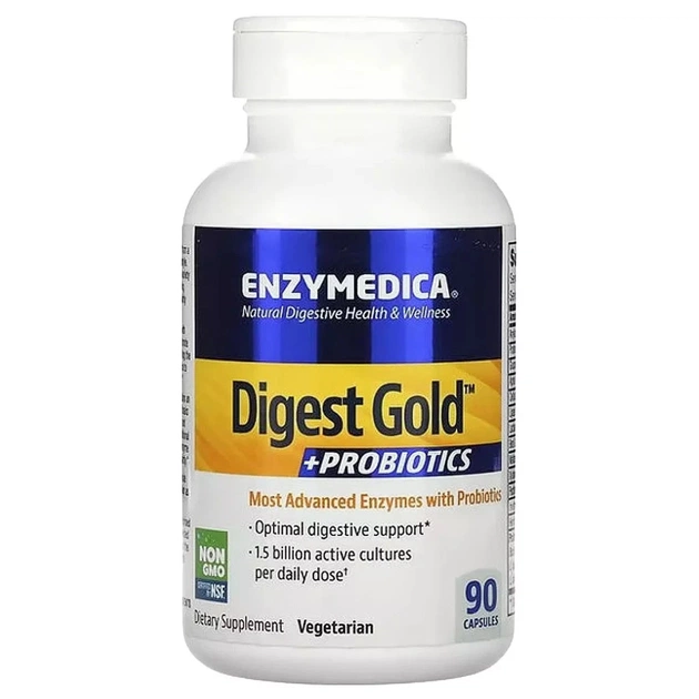 Пробіотики Enzymedica Ферменти з пробіотиками, Digest Gold + Probiotics, 90 капсул (ENZ-29090) - зображення 1