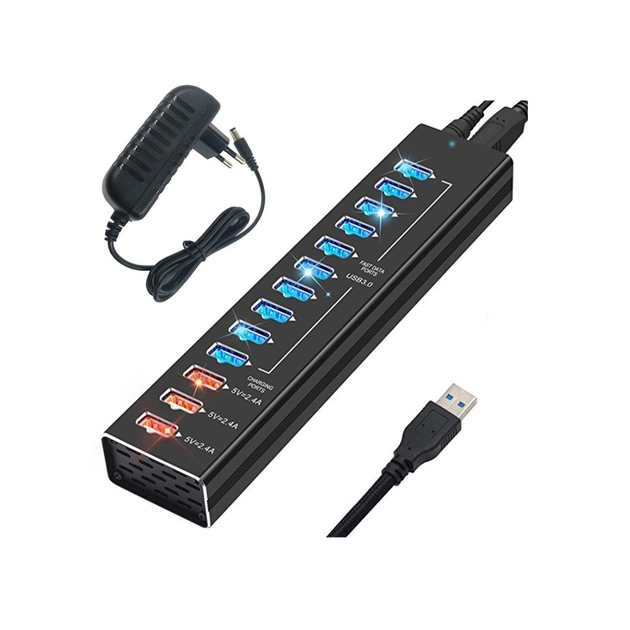 Концентратор Dynamode 13 ports USB3.0 to10*USB3.0+3*2.4А, Power Adapter 3A/12V (DM-UH-P1013) - изображение 1