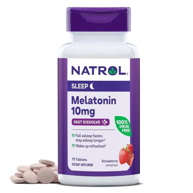 Амінокислота Natrol Мелатонін швидкорозчинний, 10 мг, смак полуниці, Melatonin (NTL07164) - зображення 1