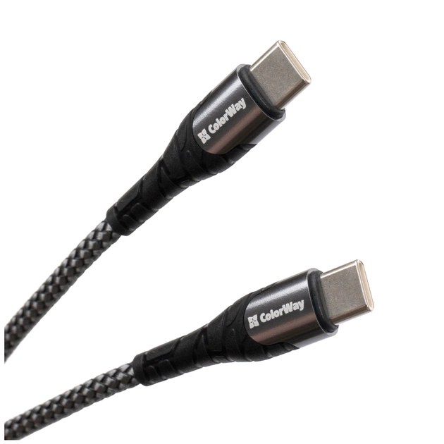 Дата кабель USB-C to USB-C 2.0m PD Fast Charging 65W 3A grey ColorWay (CW-CBPDCC039-GR) - изображение 1