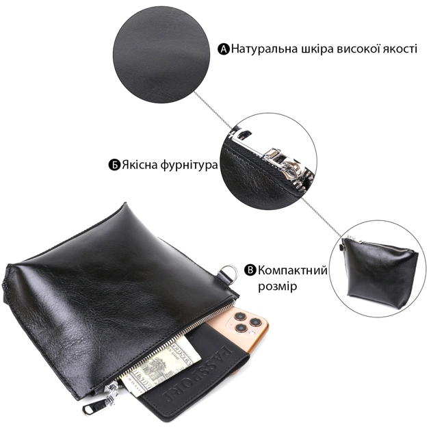 Косметичка Shvigel Шкіряна Чорна (16409) - зображення 4