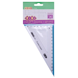 Лінійка ZiBi Kids Line Косинець 140мм, 90°/60° з блакитною смужкою, блістер (ZB.5622-14) зображення 1