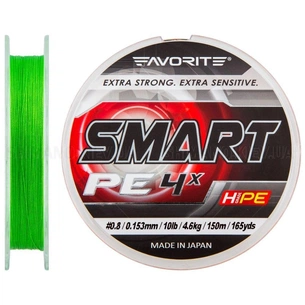 Шнур Favorite Smart PE 4x 150м салатовий #0.8/0.153мм 4.6кг (1693.10.24) зображення 1