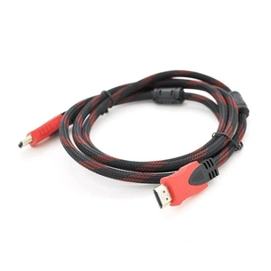 Кабель мультимедійний HDMI to HDMI 1.5m v1.4, OD-7.4mm Black/RED Merlion (YT-HDMI(M)/(M)NY/RD-1.5m) зображення 1