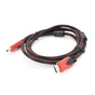 Кабель мультимедійний HDMI to HDMI 1.5m v1.4, OD-7.4mm Black/RED Merlion (YT-HDMI(M)/(M)NY/RD-1.5m) - зменшене зображення 1