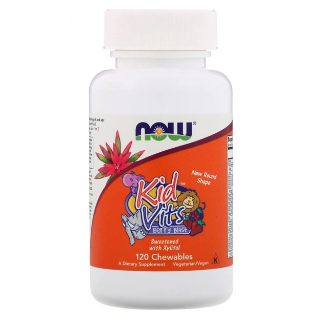 Мультивітамін Now Foods Мультивітаміни для Дітей, Kid Vits, Ягідний Смак, 120 жевате (NOW-03882) - зображення 1