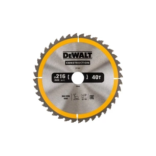 Диск пильний DeWALT СONSTRUCTION , 216 х 30, 40 z, АТВ, -5 градусів, універсальне застосування (DT1953) зображення 1