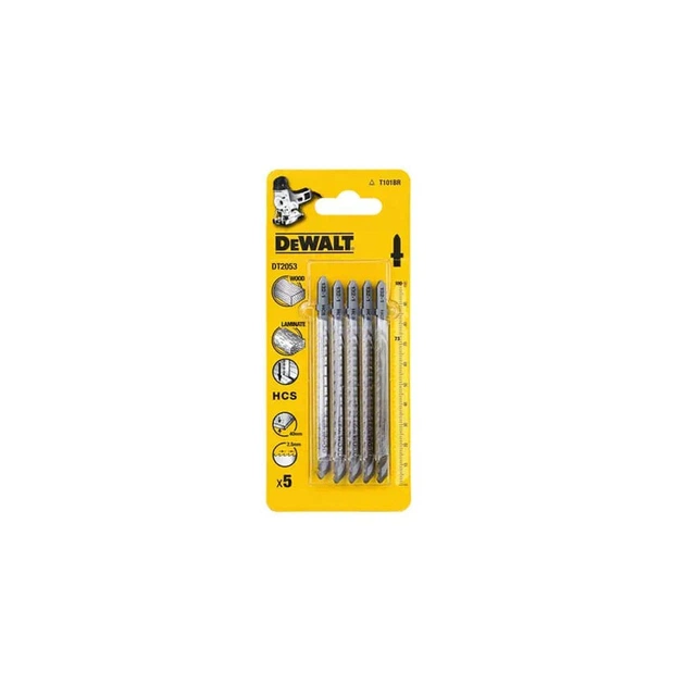 Полотно DeWALT для електролобзика, по деревині, L=100, WL=73, 2.5 мм, 5 шт (DT2053) - зображення 1