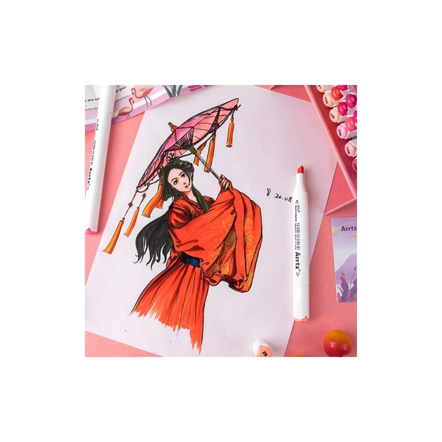 Художній маркер Arrtx Спиртові Alp ASM-02RD 24 кольори Червоні відтінки (LC302253) - picture 7