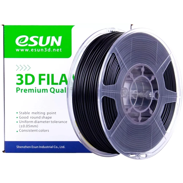 Пластик для 3D-принтера eSUN EABSMAX 1,75mm BLACK 1kg (ABS-FR175B1P1) - изображение 1