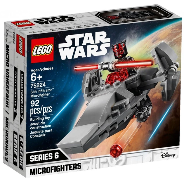 Конструктор LEGO Star Wars Мікрофайтери: Корабель-розвідник ситхів 92 деталі (75224) - изображение 1
