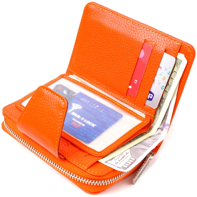 Портмоне Canpellini З натуральної шкіри флотар Помаранчеве (21602) - зображення 6