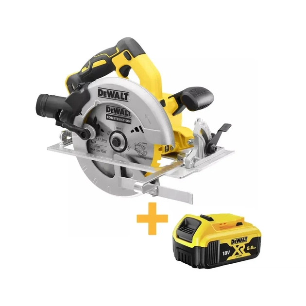 Дискова пила DeWALT 18В XR Li-Ion, диск 184х16 мм (без АКБ та ЗП) + АКБ DCB184 (DCS570N+DCB184) - зображення 1